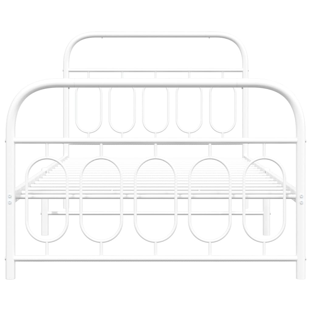 Metal Bed Frame without Mattress with Footboard White 100x200cm