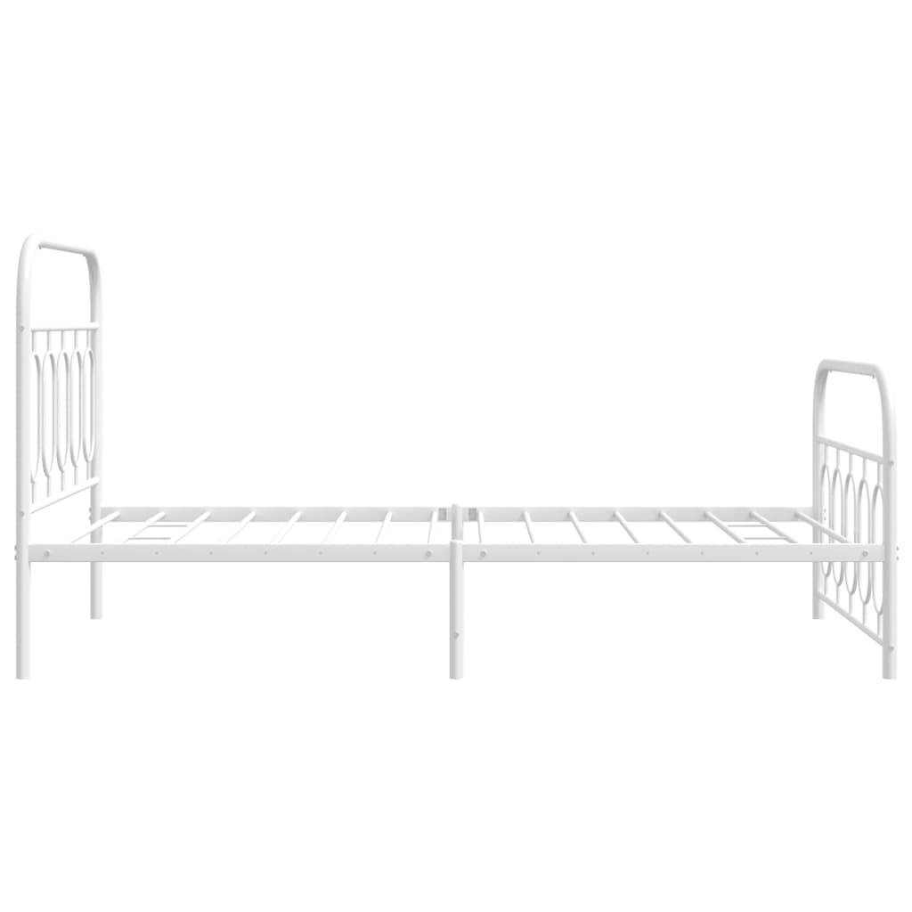 Metal Bed Frame without Mattress with Footboard White 100x200cm