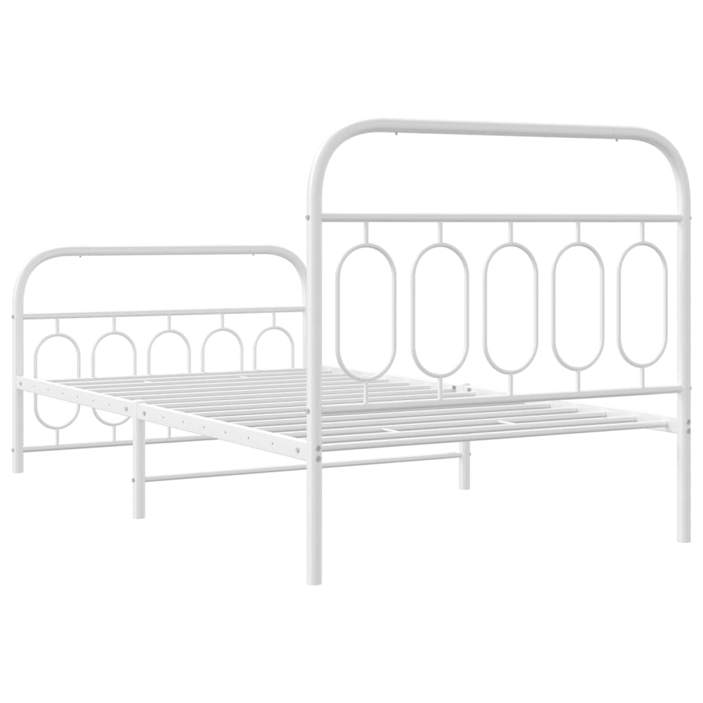 Metal Bed Frame without Mattress with Footboard White 100x200cm