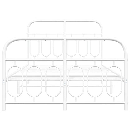 Metal Bed Frame without Mattress with Footboard White 120x190cm