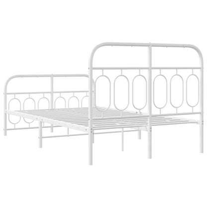 Metal Bed Frame without Mattress with Footboard White 120x190cm