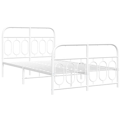 Metal Bed Frame without Mattress with Footboard White 120x200cm
