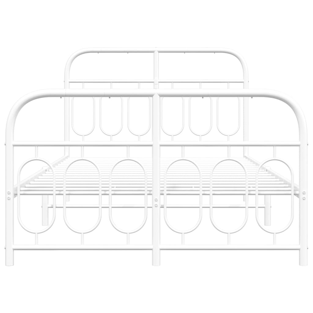 Metal Bed Frame without Mattress with Footboard White 120x200cm