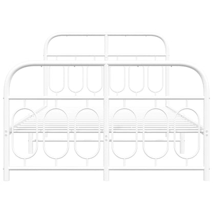 Metal Bed Frame without Mattress with Footboard White 120x200cm