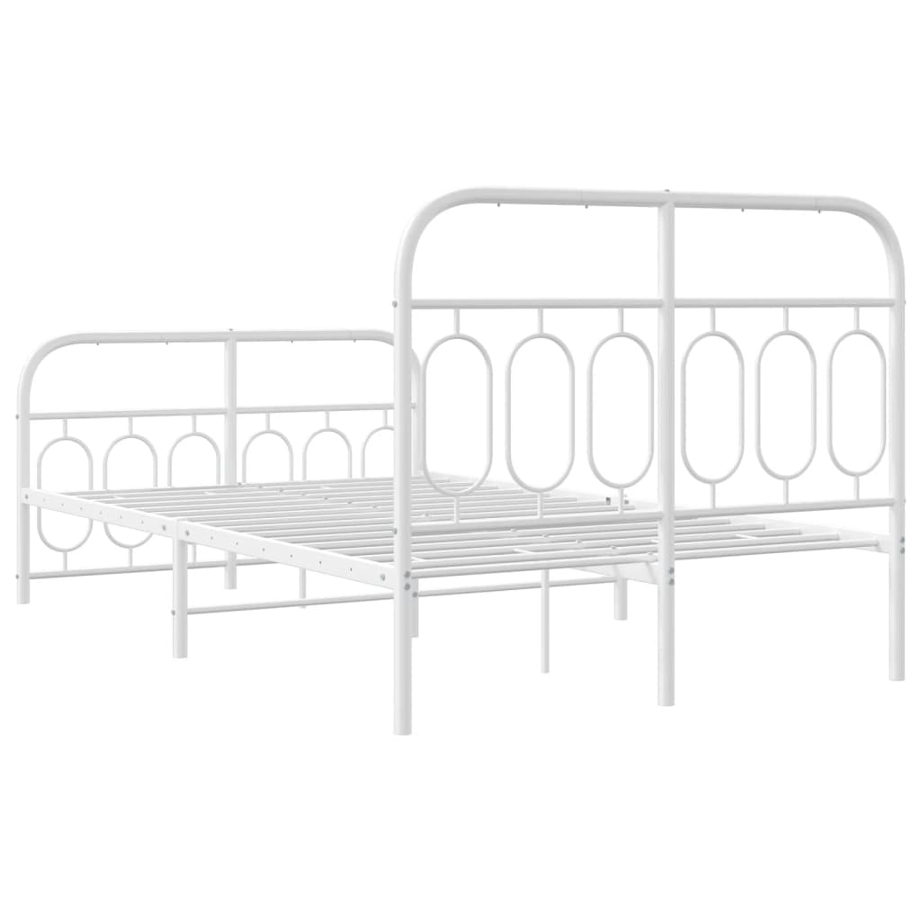 Metal Bed Frame without Mattress with Footboard White 120x200cm