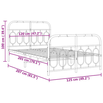 Metal Bed Frame without Mattress with Footboard White 120x200cm