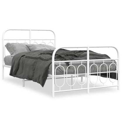Metal Bed Frame without Mattress with Footboard White 120x200cm