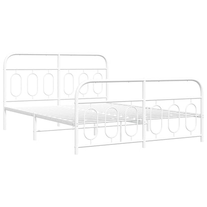 Metal Bed Frame without Mattress with Footboard White 150x200cm