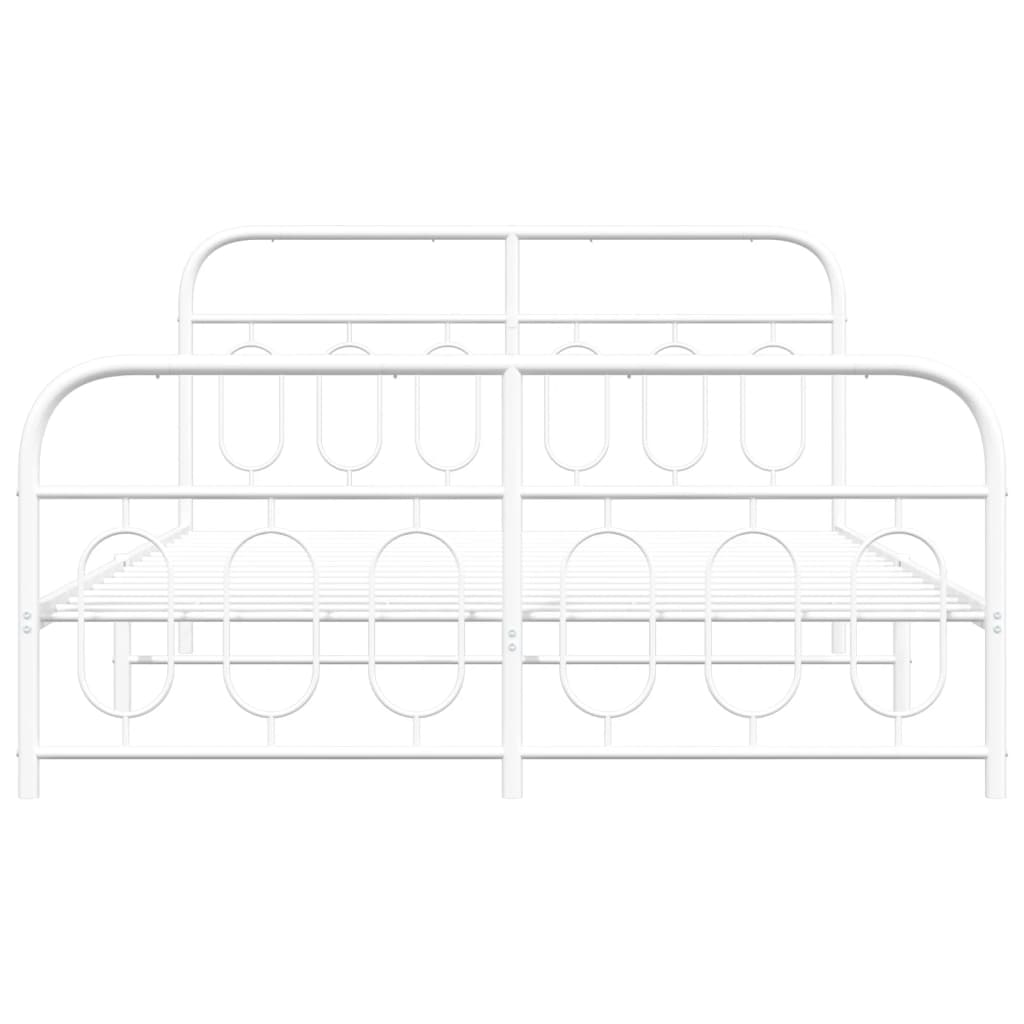 Metal Bed Frame without Mattress with Footboard White 150x200cm