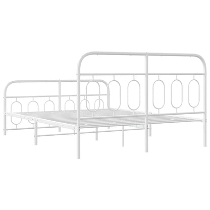 Metal Bed Frame without Mattress with Footboard White 150x200cm