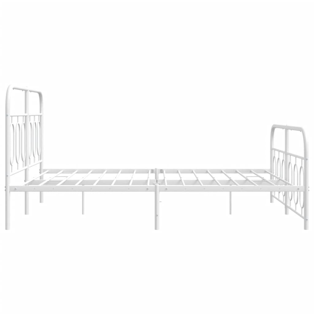 Metal Bed Frame without Mattress with Footboard White 150x200cm