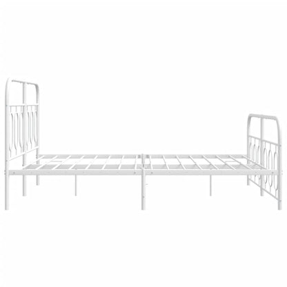 Metal Bed Frame without Mattress with Footboard White 150x200cm
