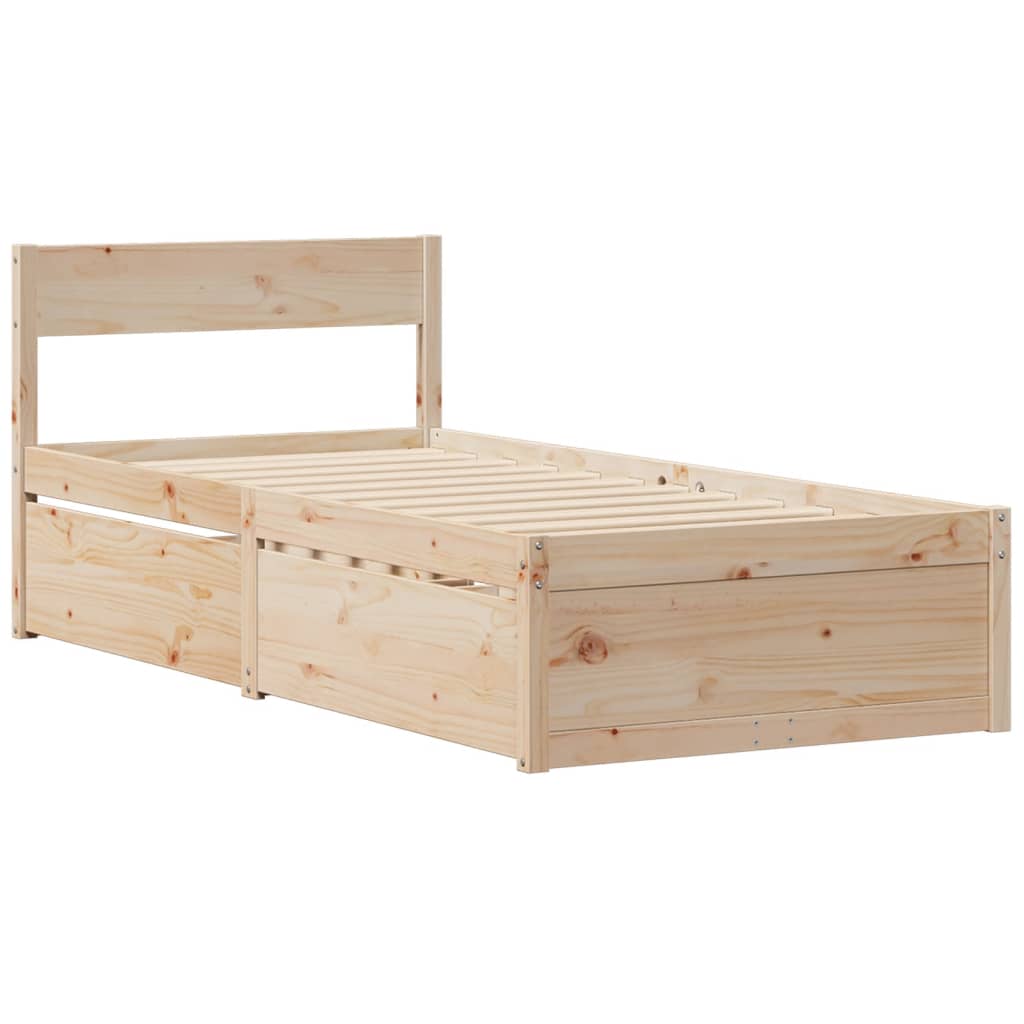 Bed Frame without Mattress 90x200 cm Solid Wood Pine
