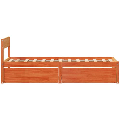 Bed Frame without Mattress Wax Brown 90x200 cm Solid Wood Pine