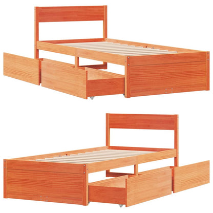 Bed Frame without Mattress Wax Brown 90x200 cm Solid Wood Pine