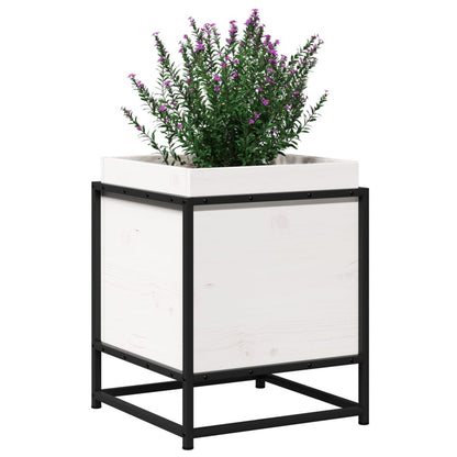 Garden Planter White 40x40x50 cm Solid Wood Pine