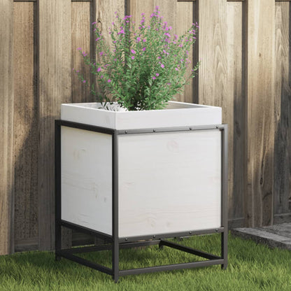 Garden Planter White 40x40x50 cm Solid Wood Pine