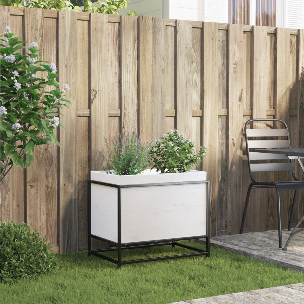 Garden Planter White 60x40x50 cm Solid Wood Pine