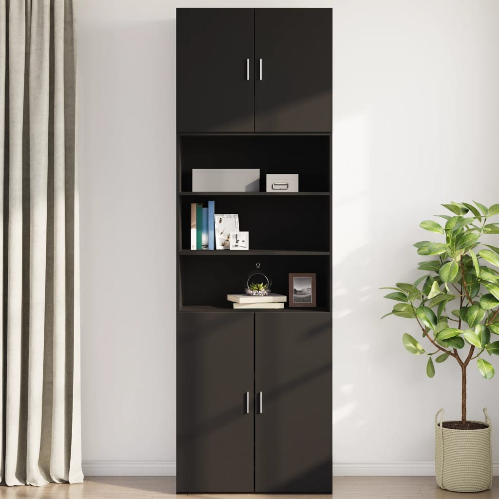 Wall Cabinet Black 80x42.5x64 cm Engineered Wood