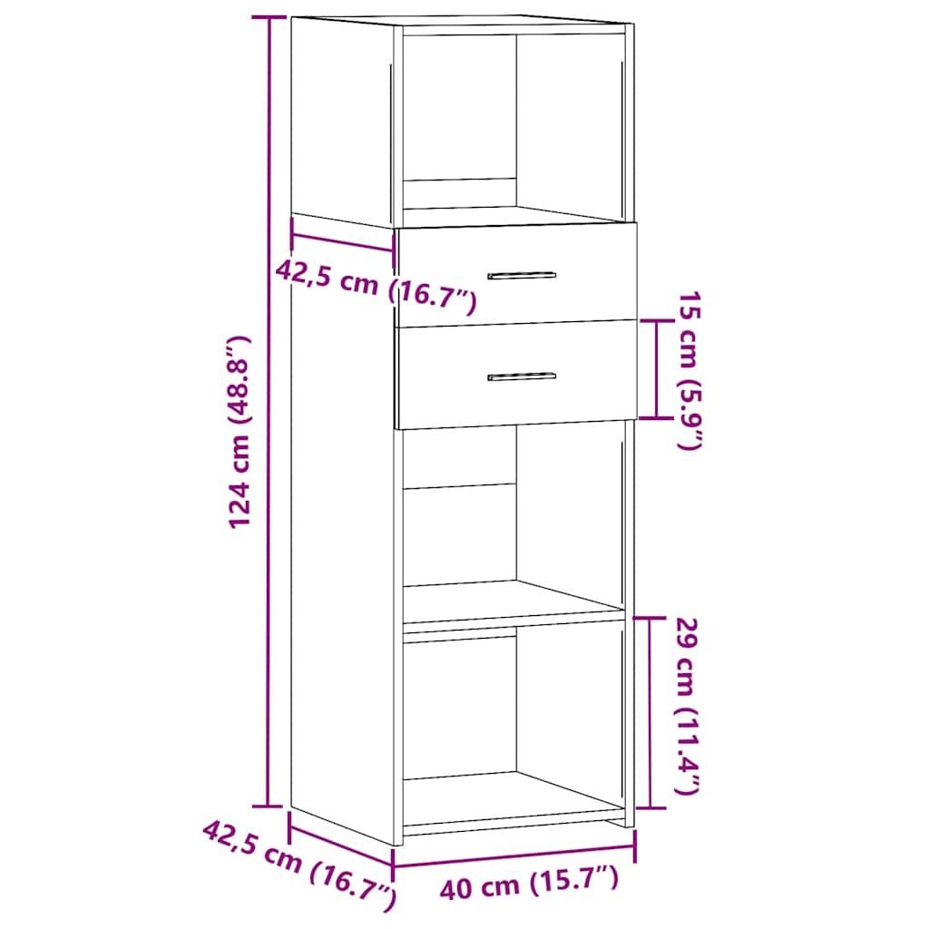 Highboard Black 40x42.5x124 cm Engineered Wood