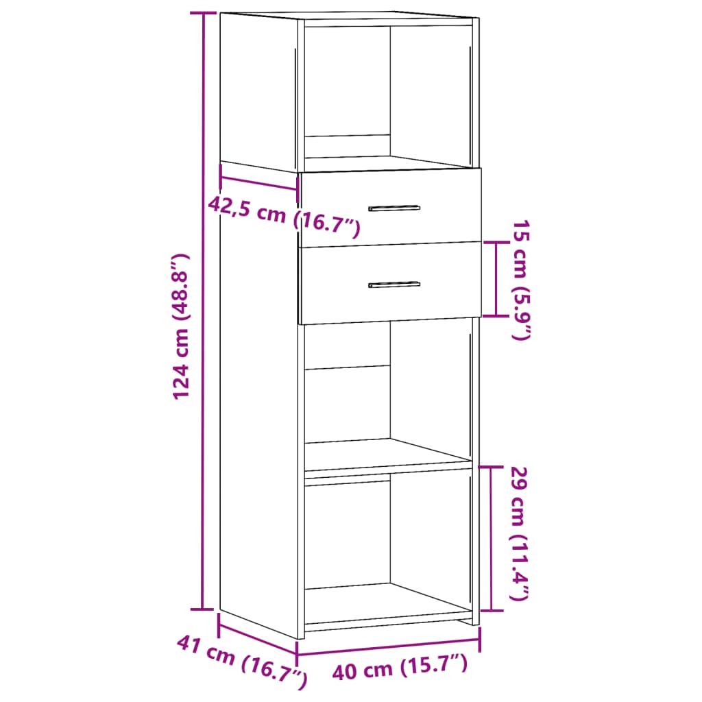 Highboard Grey Sonoma 40x42.5x124 cm Engineered Wood