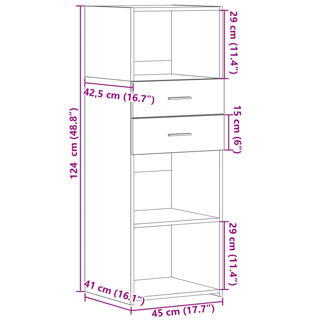 Highboard Concrete Grey 45x42.5x124 cm Engineered Wood