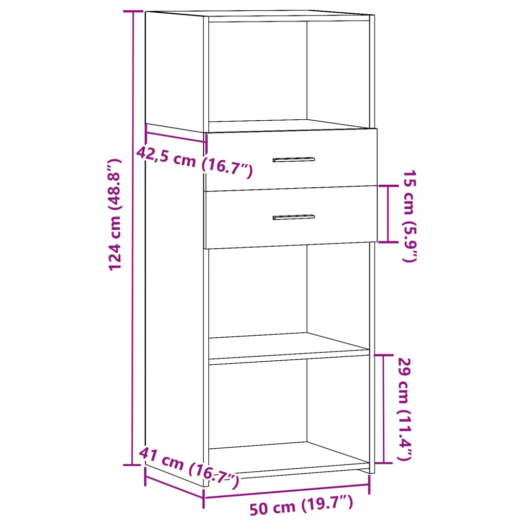 Highboard Black 50x42.5x124 cm Engineered Wood