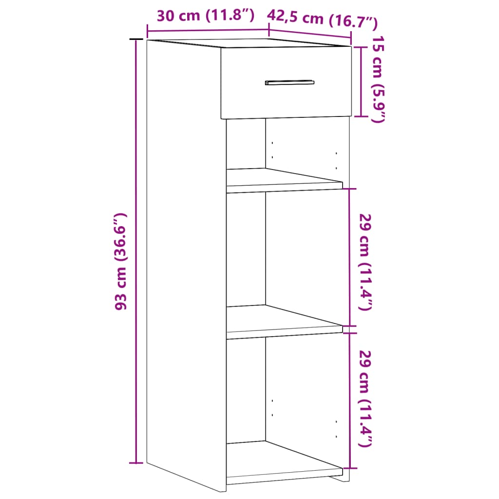 Sideboard White 30x42.5x93 cm Engineered Wood