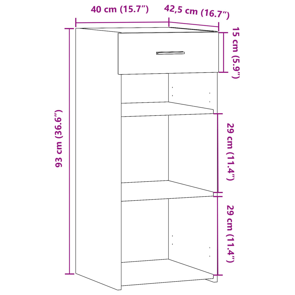 Sideboard White 40x42.5x93 cm Engineered Wood