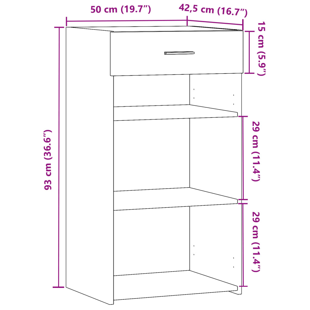 Sideboard White 50x42.5x93 cm Engineered Wood