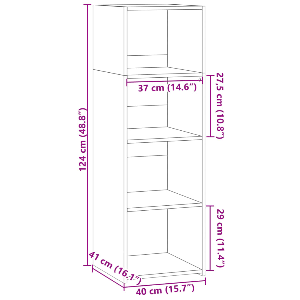 Highboard White 40x41x124 cm Engineered Wood