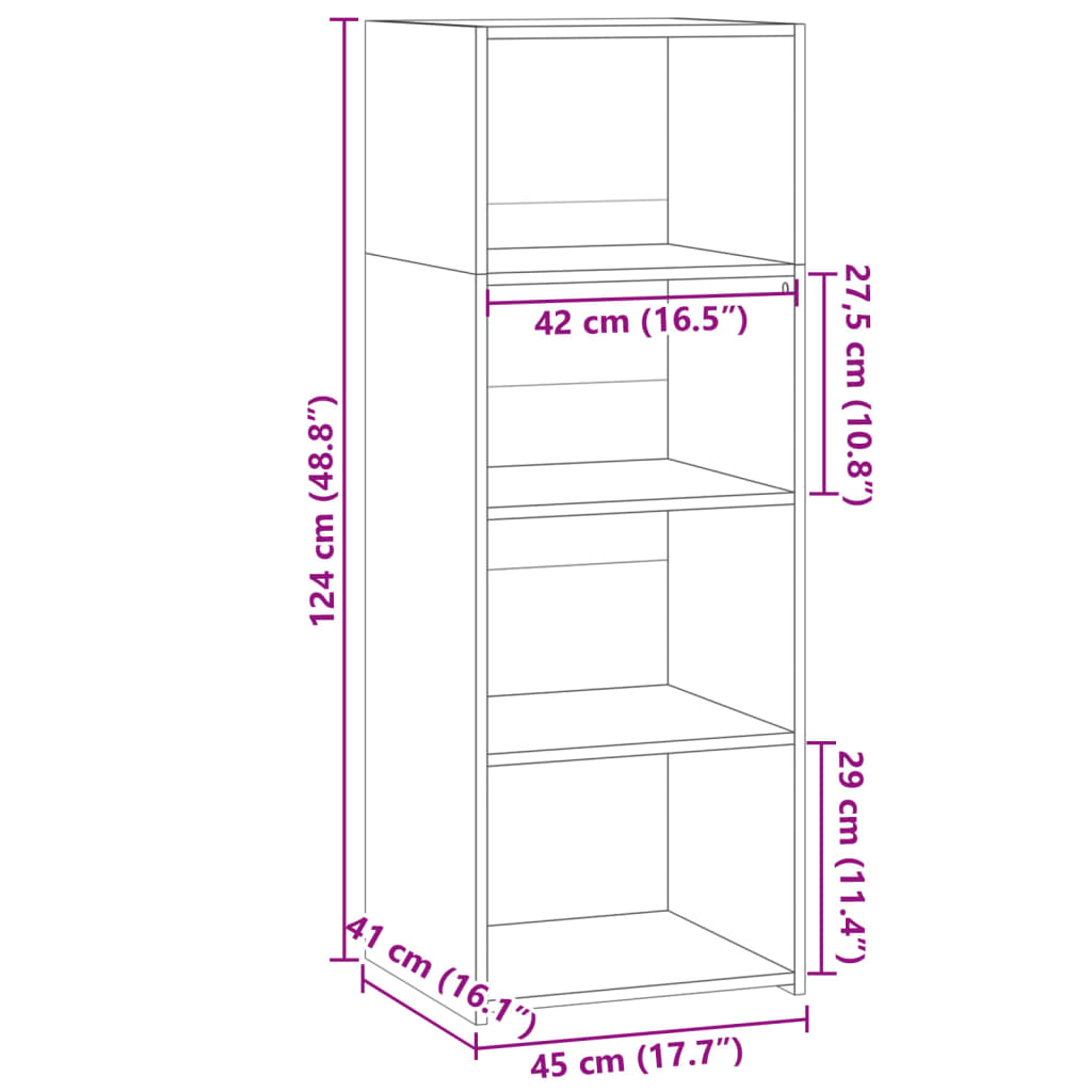 Highboard Grey Sonoma 45x41x124 cm Engineered Wood