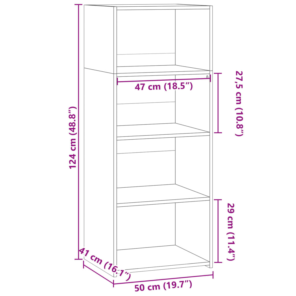 Highboard Black 50x41x124 cm Engineered Wood