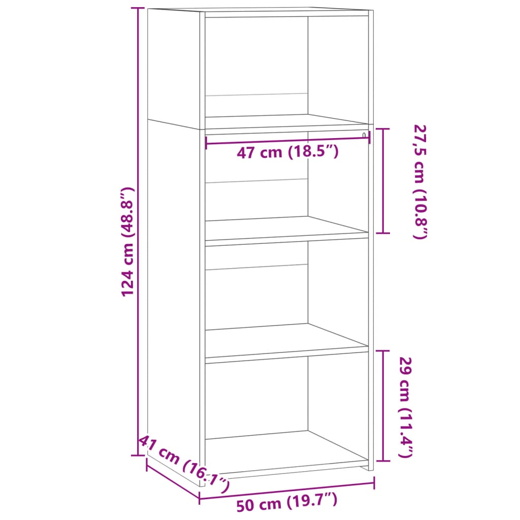 Highboard Grey Sonoma 50x41x124 cm Engineered Wood