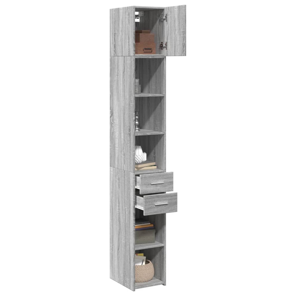 Slim Storage Cabinet Grey Sonoma 30x42.5x225 cm Engineered Wood