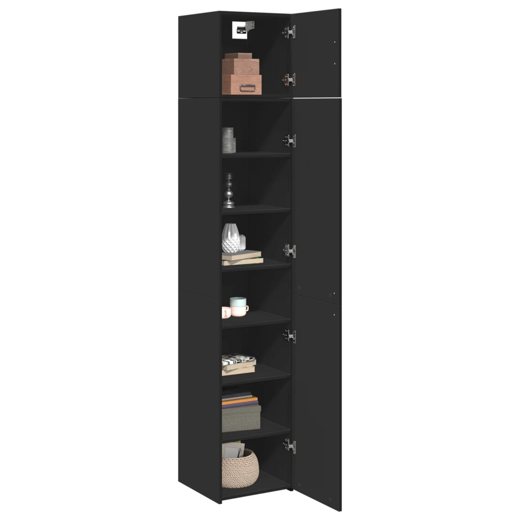 Slim Storage Cabinet Black 40x42.5x225 cm Engineered Wood