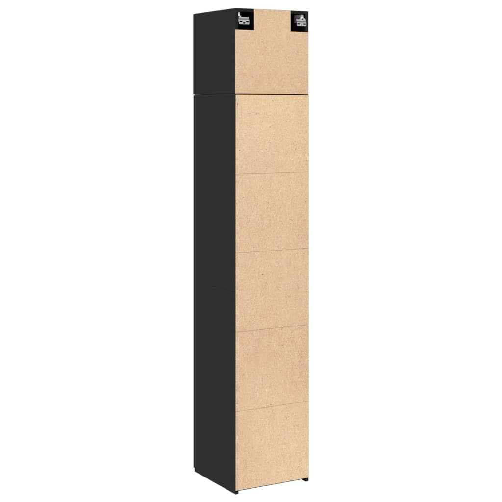 Slim Storage Cabinet Black 40x42.5x225 cm Engineered Wood