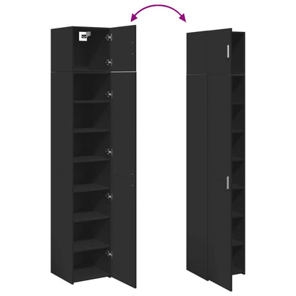 Slim Storage Cabinet Black 40x42.5x225 cm Engineered Wood