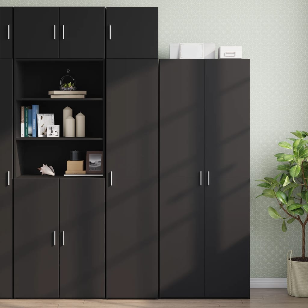 Slim Storage Cabinet Black 40x42.5x225 cm Engineered Wood