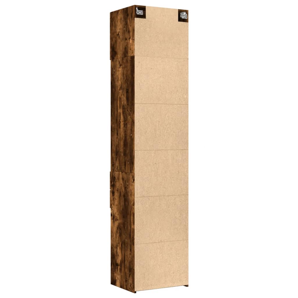 Slim Storage Cabinet Smoked Oak 50x42.5x225 cm Engineered Wood