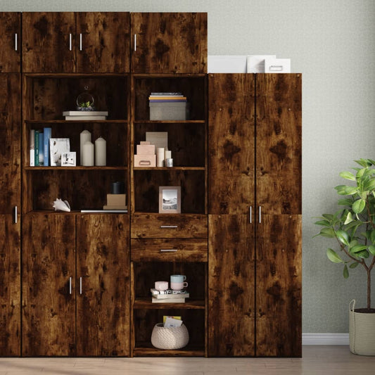 Slim Storage Cabinet Smoked Oak 50x42.5x225 cm Engineered Wood