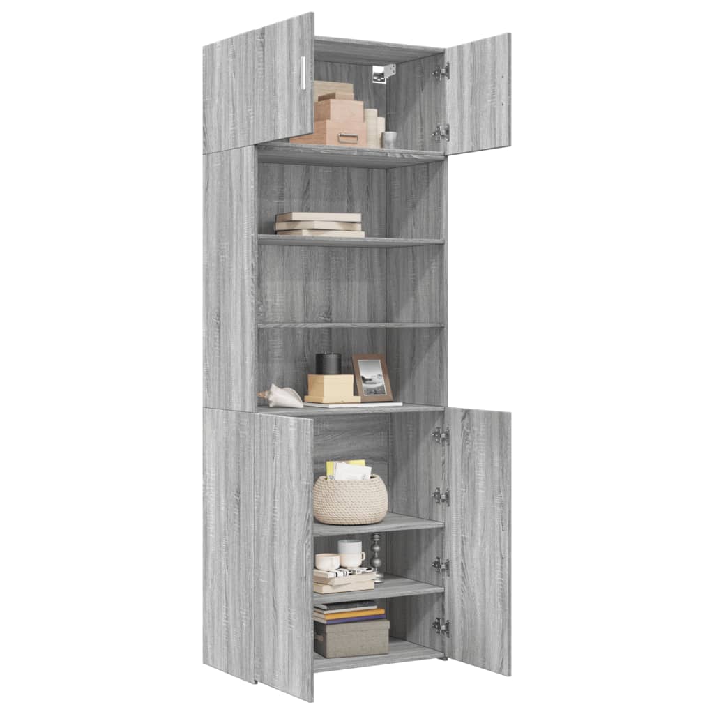 Storage Cabinet Grey Sonoma 80x42.5x225 cm Engineered Wood