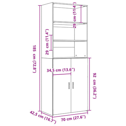 Highboard Black 70x42.5x185 cm Engineered Wood