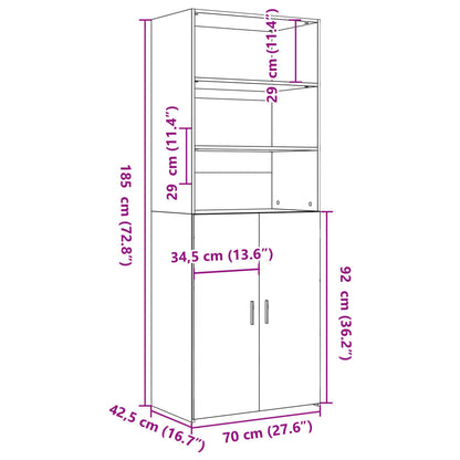 Highboard Grey Sonoma 70x42.5x185 cm Engineered Wood