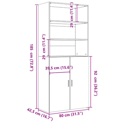 Highboard Black 80x42.5x185 cm Engineered Wood