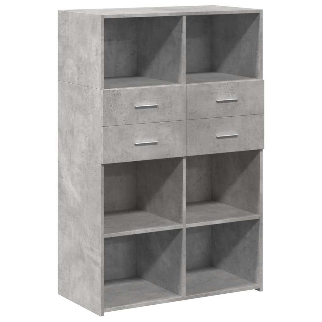 Highboard Concrete Grey 80x42.5x124 cm Engineered Wood