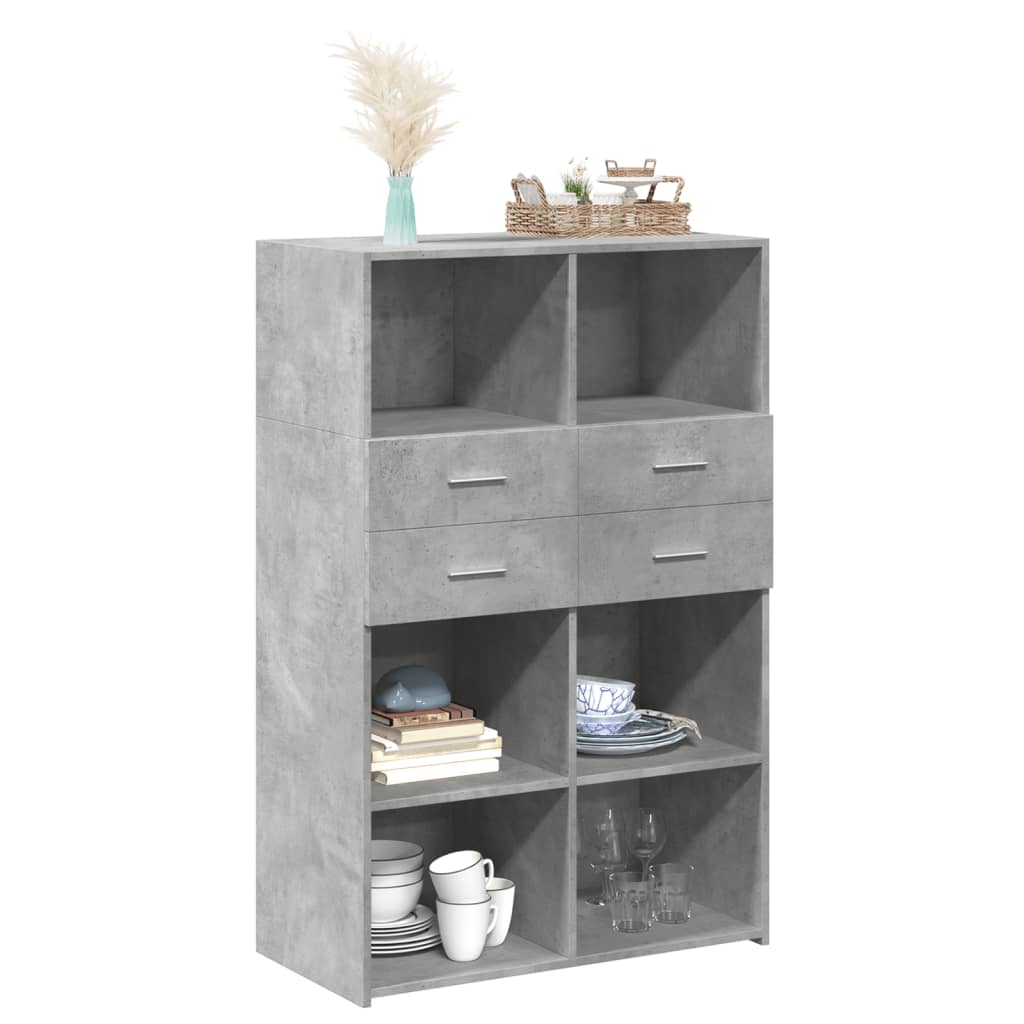 Highboard Concrete Grey 80x42.5x124 cm Engineered Wood