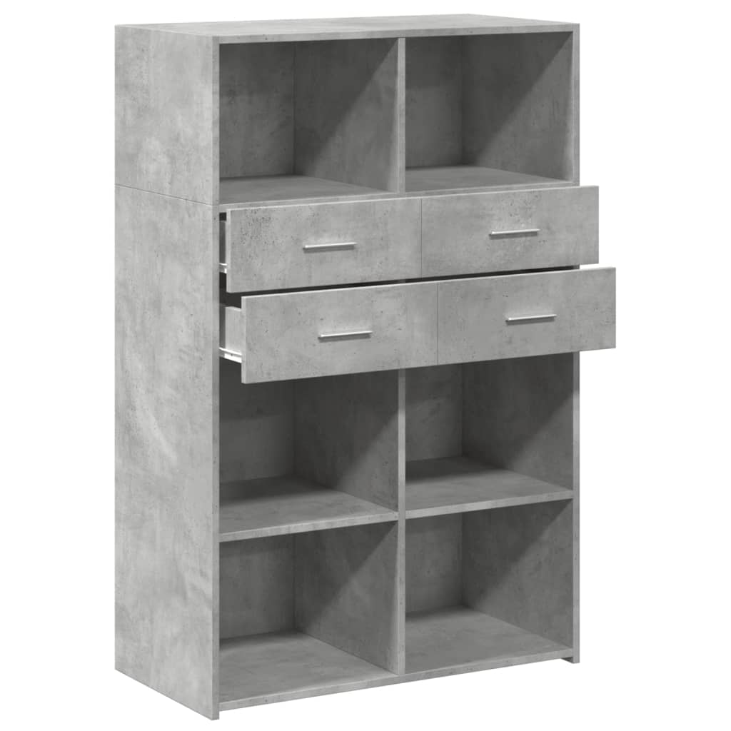 Highboard Concrete Grey 80x42.5x124 cm Engineered Wood