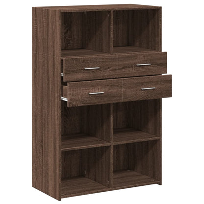 Highboard Brown Oak 80x42.5x124 cm Engineered Wood