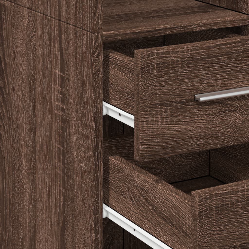 Highboard Brown Oak 50x42.5x185 cm Engineered Wood